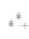 Dainty 14kt White Gold Plated 1ct CZ Pear Shaped Halo Stud Earrings Sterling Silver