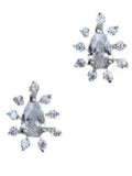 Dainty 14kt White Gold Plated 1ct CZ Pear Shaped Halo Stud Earrings Sterling Silver