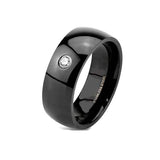 His Hers 4 Piece Black Stainless Steel Wedding Ring Set