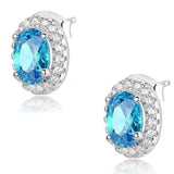 Edwin Earls Women's Sterling Silver Halo Synthetic Blue Spinel Stud Earrings