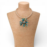 Blue Coral Flower Collar Necklace | Handmade Statement Necklace