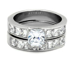 3.75 Ct Princess Cut AAA CZ Stainless Steel Wedding Ring Set Women's Size 5-11 - Edwin Earls Jewelry