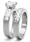 3.75 Ct Princess Cut AAA CZ Stainless Steel Wedding Ring Set Women's Size 5-11 - Edwin Earls Jewelry