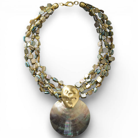 Mother of Pearl Shell Necklace | Handmade Statement Necklace