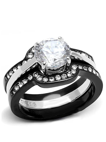 His Hers 4 Piece Cz Black Stainless Steel Black Camouflage Wedding Rings Set Edwin Earls Jewelry