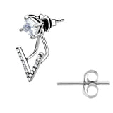 Edwin Earls Women's Princess cut Stud Earrings in Stainless Steel with AAA Quality Cubic Zirconia Gemstones