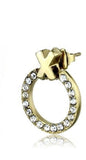 Clear Crystal  X-O Dangle Earrings Yellow Gold Plated Stainless Steel