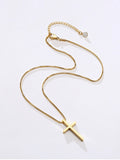 14KT Yellow Gold Plated Titanium Cross Necklace 18 inches