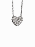 Micro Pave' Petite Cz Heart Necklace in Sterling Silver Platinum Plated