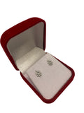 Dainty 14kt White Gold Plated 1ct CZ Pear Shaped Halo Stud Earrings Sterling Silver