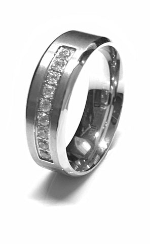 Edwin Earls Cz Stainless Steel Men's Wedding Band