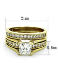 His Hers Cubic Zirconia Yellow Gold Plated Stainless Steel Titanium Wedding Ring Set