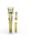 His Hers Cubic Zirconia Yellow Gold Plated Stainless Steel Titanium Wedding Ring Set