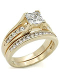 His Hers Cubic Zirconia Yellow Gold Plated Stainless Steel Titanium Wedding Ring Set