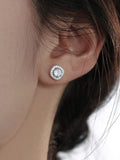 Women's 2ct CZ 14k White Gold Plated Halo Sterling Silver Stud Earrings