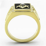 Men's Masonic Lodge Free Mason Ring in Yellow Gold Plated Stainless Steel