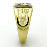 Men's Masonic Lodge Free Mason Ring in Yellow Gold Plated Stainless Steel