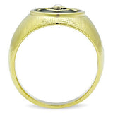 Men's Masonic Lodge Free Mason Ring in 14kt Yellow Gold Plated Stainless Steel