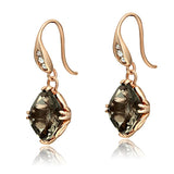 Women's Smoky Quartz Rose Gold Plated Dangle Hook Earrings