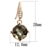 Women's Smoky Quartz Rose Gold Plated Dangle Hook Earrings