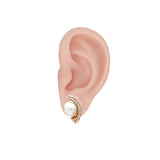 Women's Rose Gold Plated Stainless Steel Post Earrings with Synthetic Pearls in White - Classic and Elegant Accessory