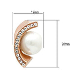 Women's Rose Gold Plated Stainless Steel Post Earrings with Synthetic Pearls in White