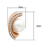 Women's Rose Gold Plated Stainless Steel Post Earrings with Synthetic Pearls in White - Classic and Elegant Accessory