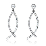 Women's Crystal Chandelier Dangle Earrings in Stainless Steel