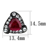 Women's Trillion Cut Red Crystal Stud Earrings Black Plated Stainless Steel