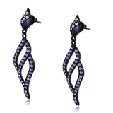 Edwin Earls Women's Purple Crystal Chandelier Earrings in Black Stainless Steel