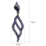 Edwin Earls Women's Purple Crystal Chandelier Earrings in Black Stainless Steel