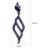 Women's Purple Crystal Chandelier Earrings in Black Stainless Steel