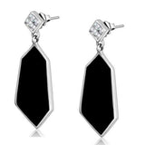 Women's Clear Crystal Black Dangle Earrings Stainless Steel