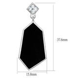 Women's Clear Crystal Black Dangle Earrings Stainless Steel