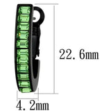 Lever back Green Peridot Crystal Black Plated Stainless Steel Hoop Earrings