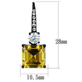 Women's Emerald Cut Yellow Cz Black Stainless Steel Dangle Earrings