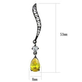 Yellow Topaz Cubic Zirconia Dangle Earring Black Plated Stainless Steel
