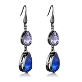 Edwin Earls Light Black Stainless Steel Hook Earrings with Top Grade Crystals in Multi Color for Women