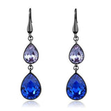 Edwin Earls Light Black Stainless Steel Hook Earrings with Top Grade Crystals in Multi Color for Women