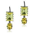 Edwin Earls Women's Emerald Cut Yellow Crystal French Hook Earrings Black Plated in Stainless Steel