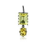 Edwin Earls Women's Emerald Cut Yellow Crystal French Hook Earrings Black Plated in Stainless Steel