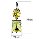 Women's Emerald Cut Yellow Crystal French Hook Earrings Black Plated in Stainless Steel