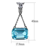 Edwin Earls Women's Dangle Earrings Emerald Cut Blue Crystal in Stainless Steel
