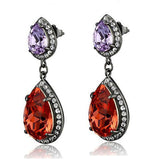 Edwin Earls Women's Pear-Shaped Dangle Orange Crystal Earrings in Stainless Steel