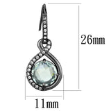 Light Black Plated Stainless Steel Earrings with Semi-Precious Light Green Crystal Stones
