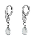 Women's Infinity Hoop Earrings in Sterling Silver with Cz Stones
