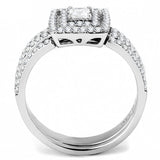 1.25 Ct Princess Cut CZ Halo Engagement Wedding Ring in Stainless Steel