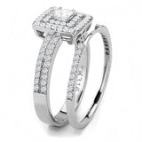 1.25 Ct Princess Cut CZ Halo Engagement Wedding Ring in Stainless Steel