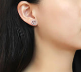 Women's Stiainless Steel Hear Cubic Zirconina Heart Shaped Post Earrings