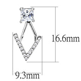 Edwin Earls Women's Princess cut Stud Earrings in Stainless Steel with AAA Quality Cubic Zirconia Gemstones